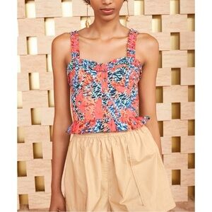 NWOT Ulla Johnson Ruffle Sleeveless Corset Alexandra Floral Top